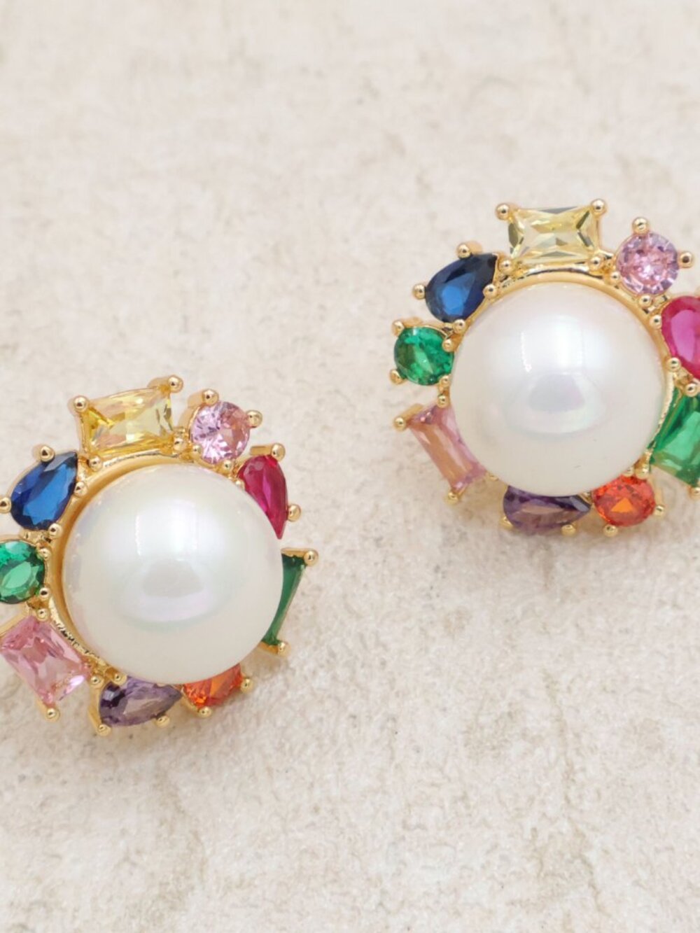 Alicia Bonnie Celina Multi Color Crystal Stud Earrings Pearl